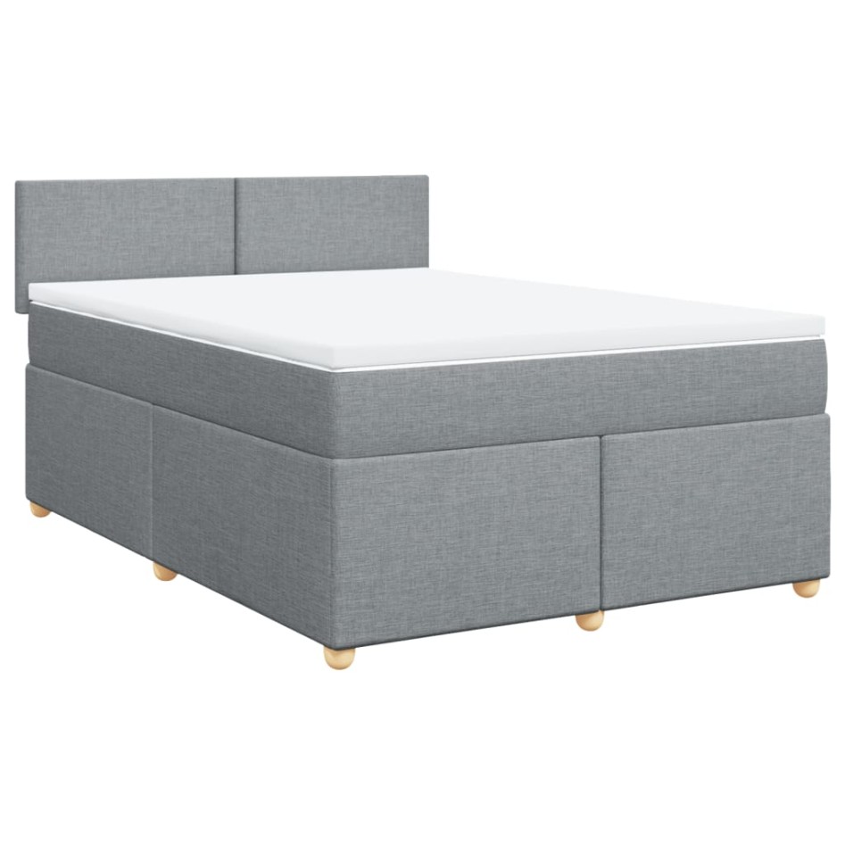 Cama box spring con colchón tela gris claro 160x200