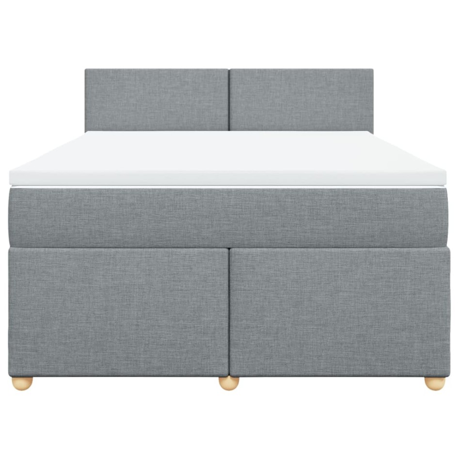 Cama box spring con colchón tela gris claro 160x200