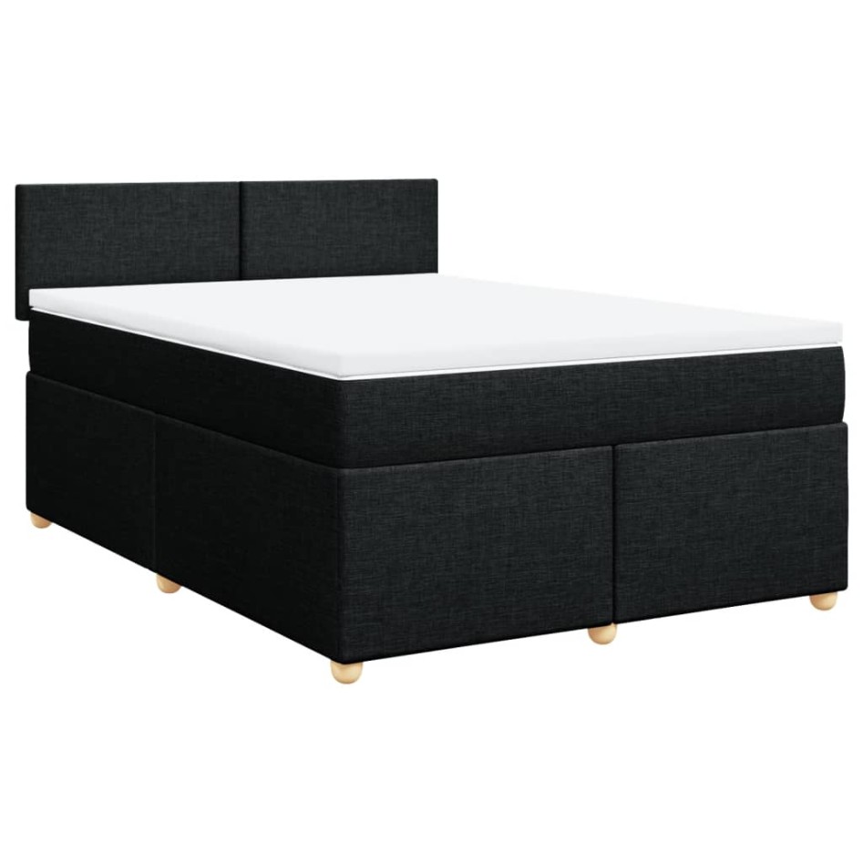 Cama box spring con colchón tela negro 160x200