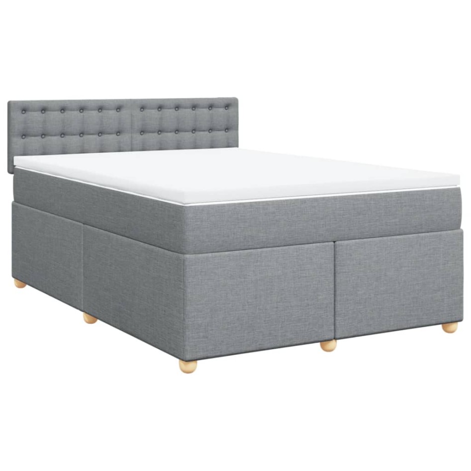 Cama box spring con colchón tela gris claro 160x200
