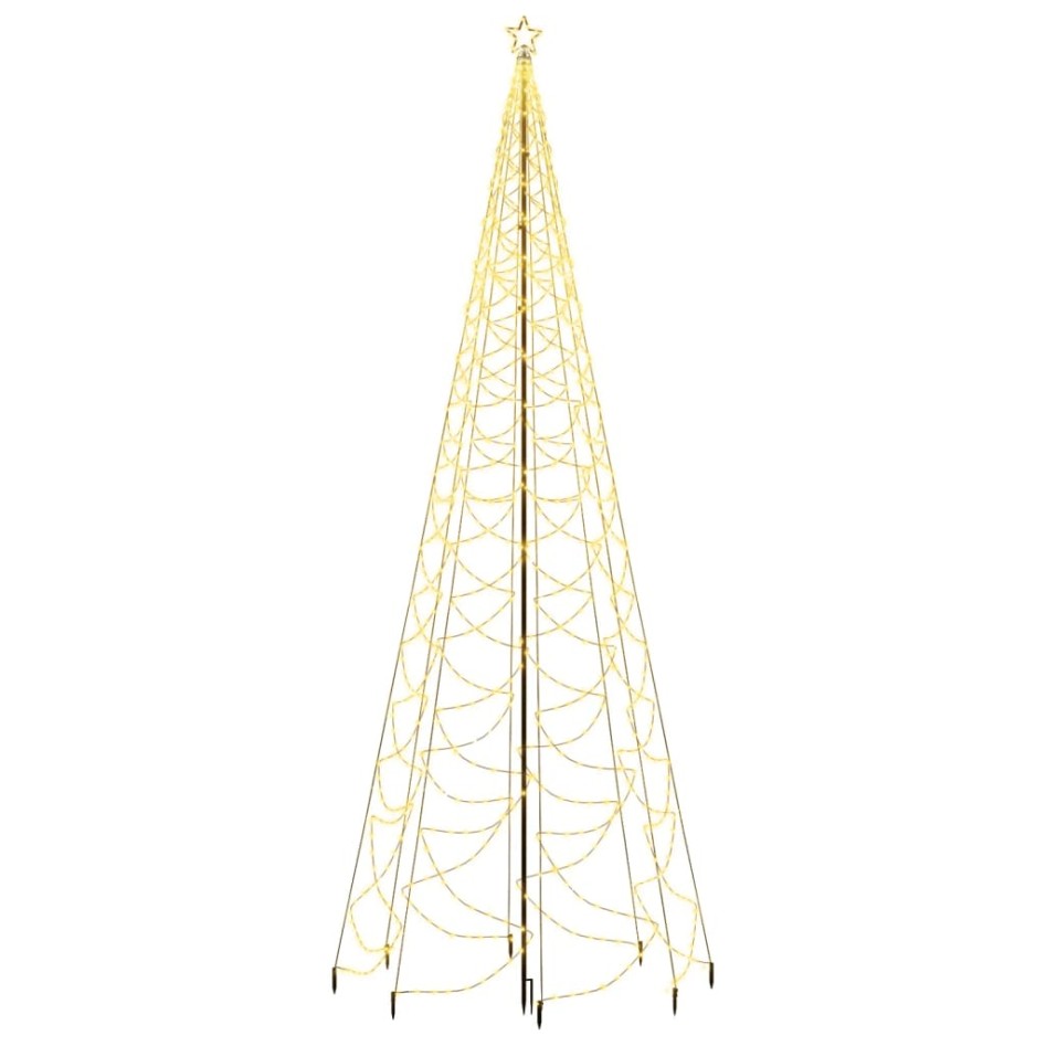 Árbol de Navidad con poste de metal 1400 LEDs blanco cálido 5