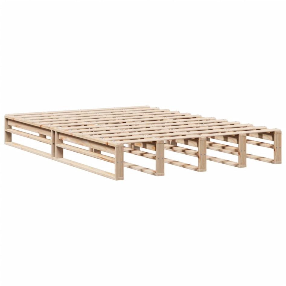 Estructura de cama sin colchón madera maciza de pino 135x190