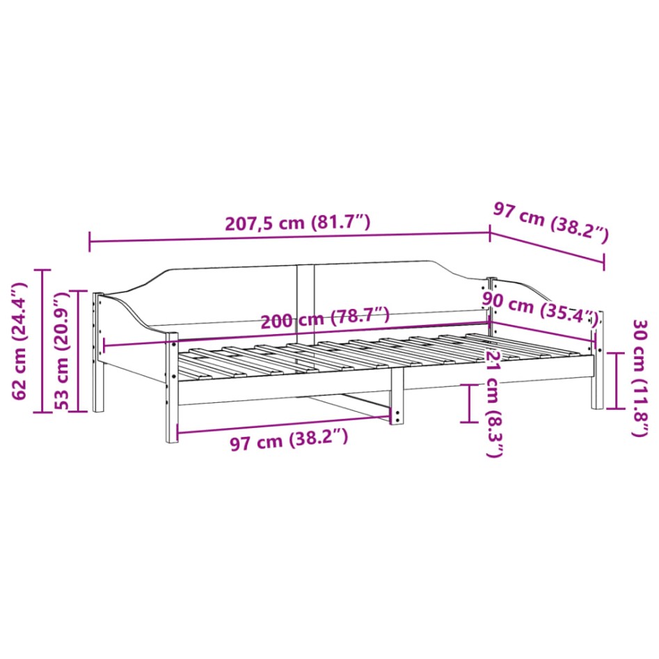Estructura de cama sin colchón madera de pino marrón 90x200