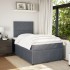 Cama box spring con colchón terciopelo gris oscuro 120x190