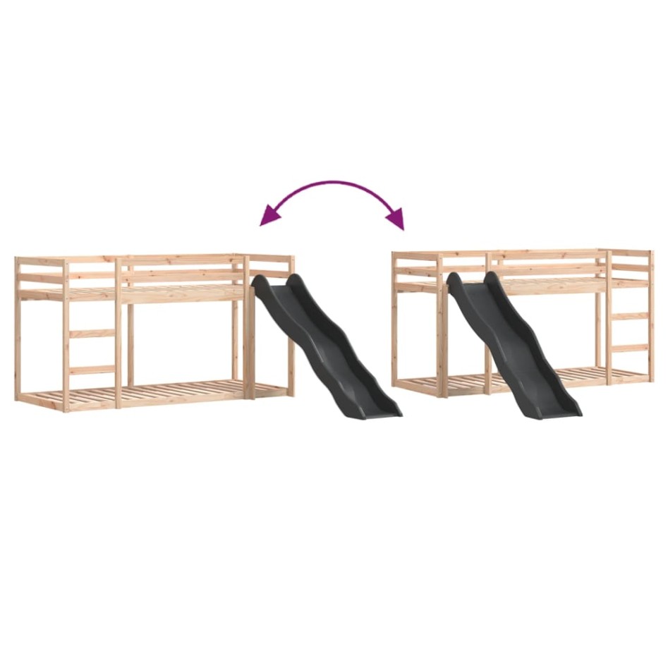Litera con tobogán y escalera madera maciza de pino 90x190