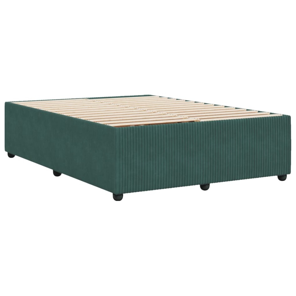 Estructura cama sin colchón terciopelo verde oscuro 140x190