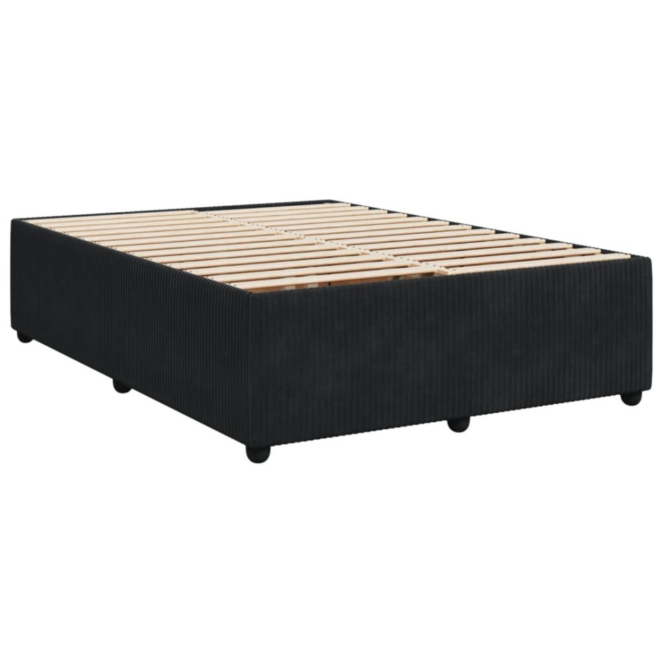 Cama box spring con colchón terciopelo negro 140x190