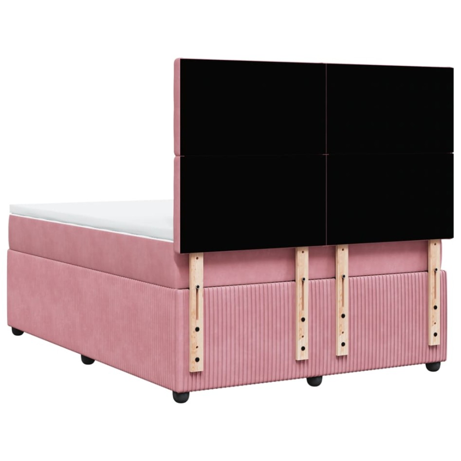 Cama box spring con colchón terciopelo rosa 140x190