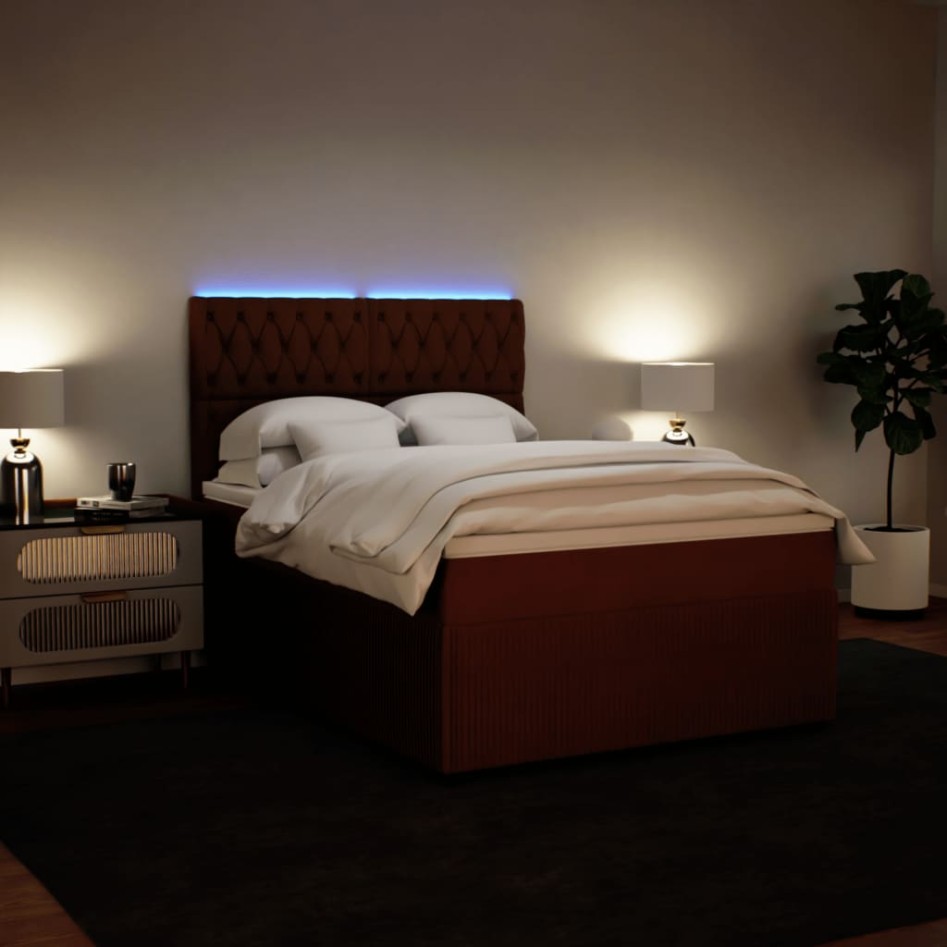 Cama box spring con colchón terciopelo rosa 140x190