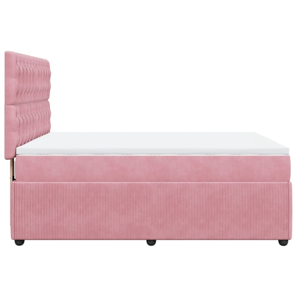 Cama box spring con colchón terciopelo rosa 140x190
