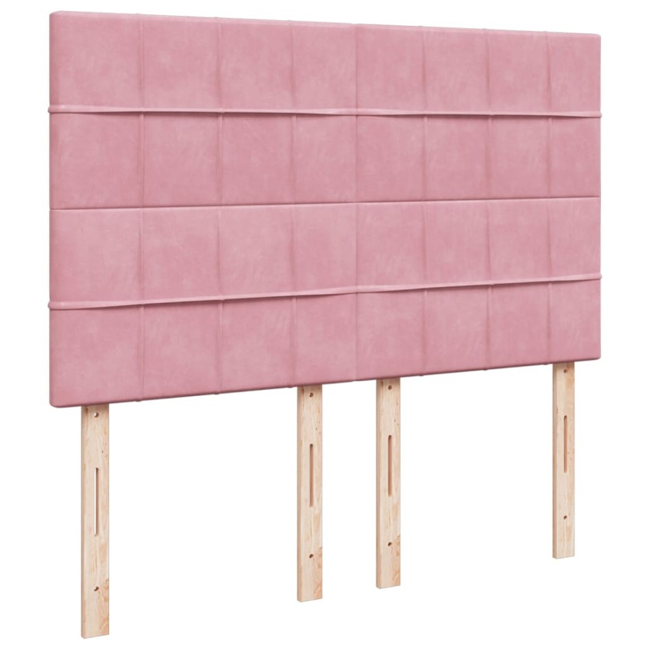 Cama box spring con colchón terciopelo rosa 140x190