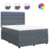 Cama box spring con colchón terciopelo gris oscuro 140x190
