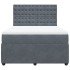 Cama box spring con colchón terciopelo gris oscuro 140x190