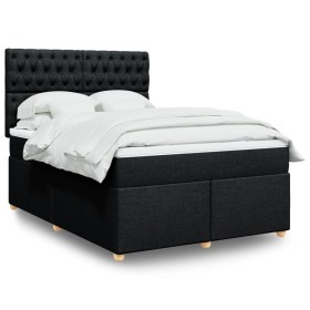 Cama box spring con colchón tela negro 140x190