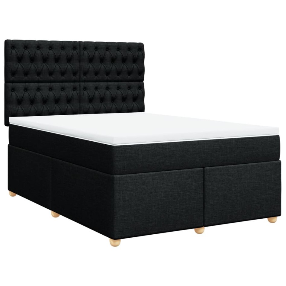Cama box spring con colchón tela negro 140x190