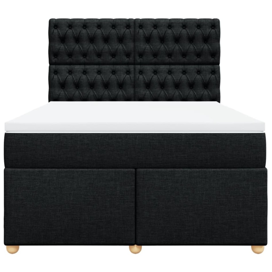 Cama box spring con colchón tela negro 140x190