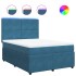 Cama box spring con colchón terciopelo azul 140x190