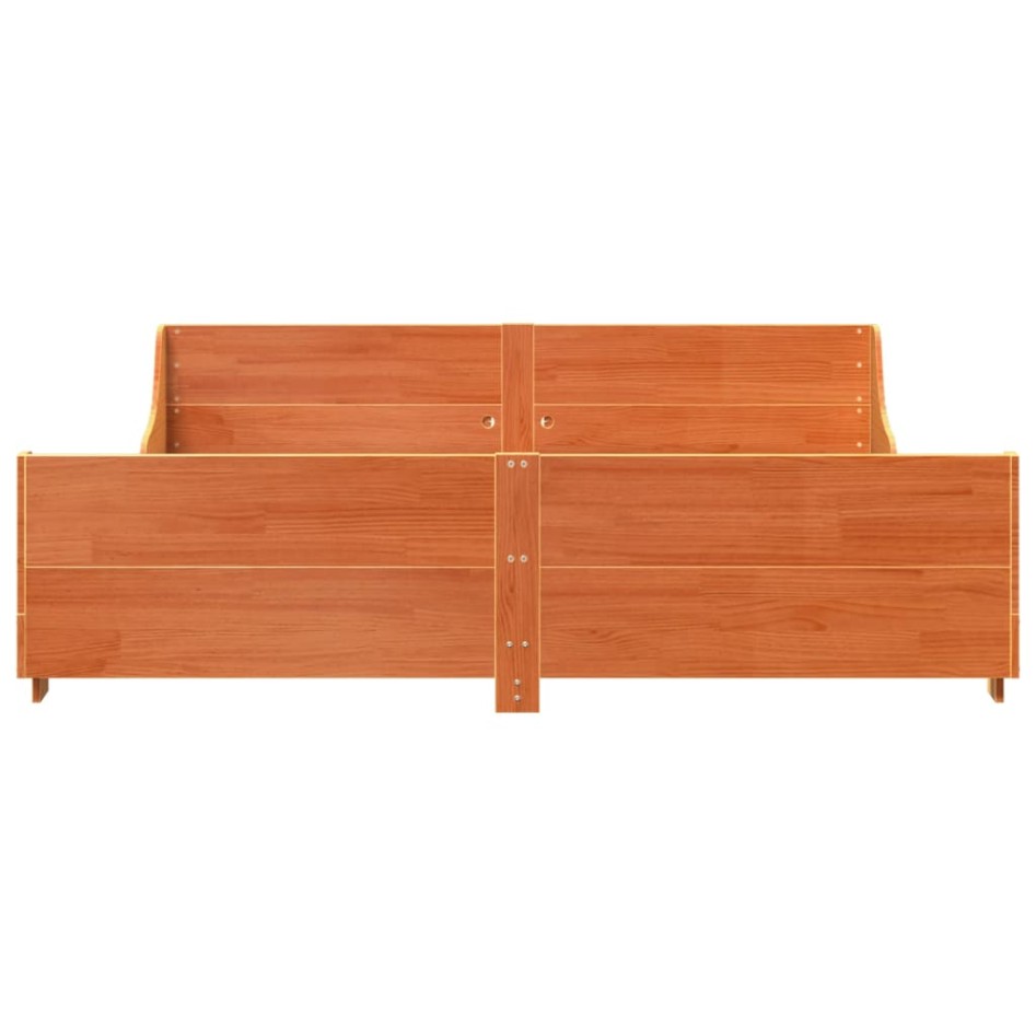 Cama sin colchón madera maciza de pino marrón cera 200x200
