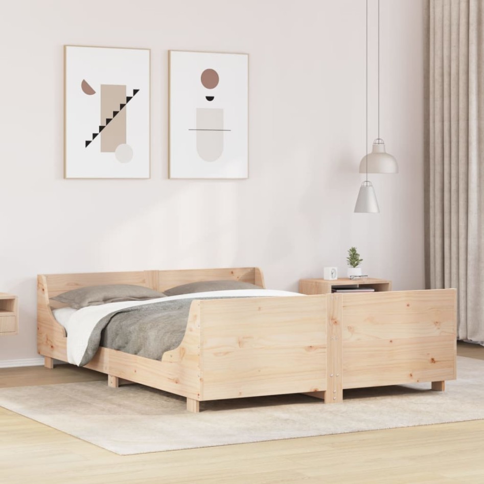 Estructura de cama sin colchón madera de pino blanco 150x200