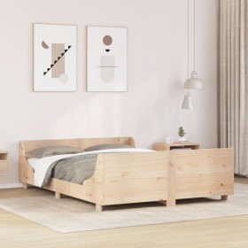 Estructura de cama sin colchón madera maciza de pino 140x190