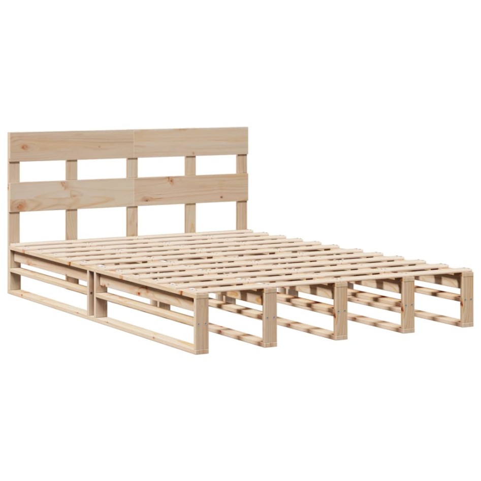 Estructura de cama sin colchón madera de pino maciza 120x200