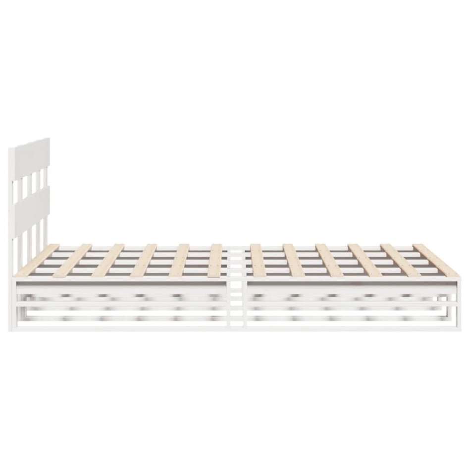 Estructura de cama sin colchón madera de pino blanca 150x200