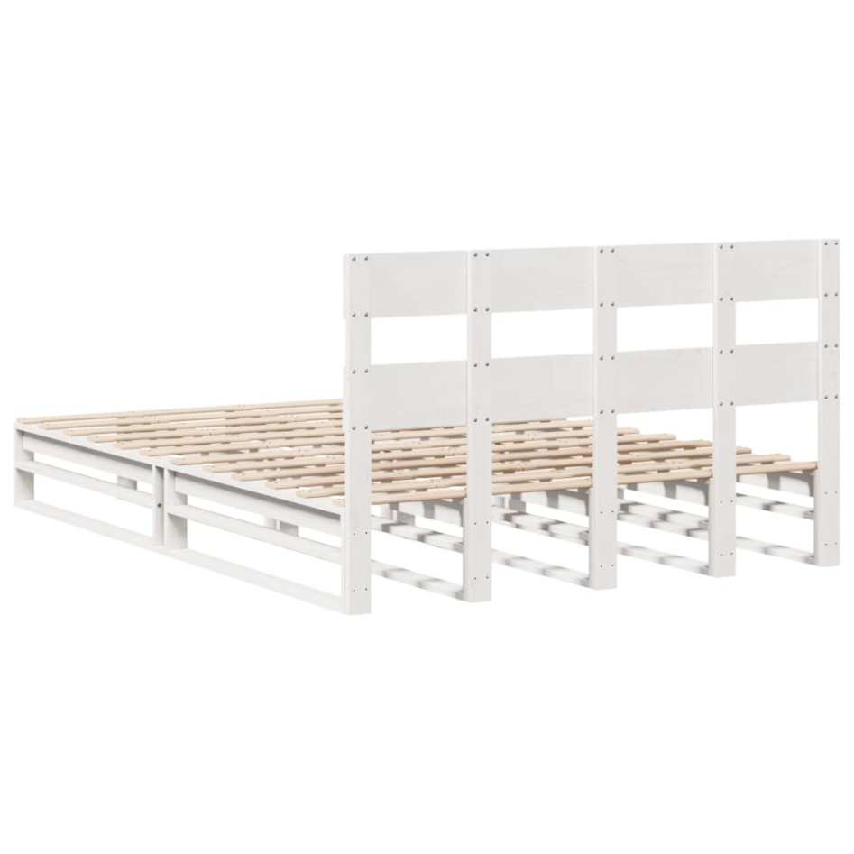 Estructura de cama sin colchón madera de pino blanca 150x200