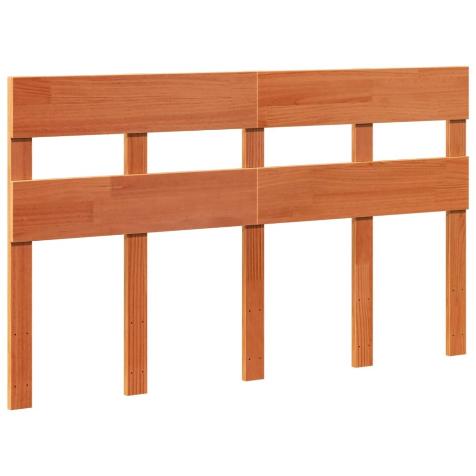 Cama sin colchón madera maciza de pino marrón cera 160x200