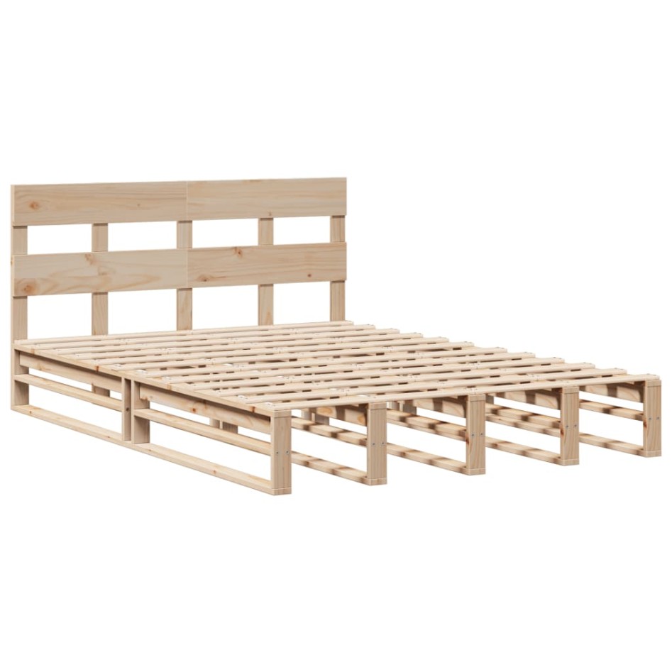 Estructura de cama sin colchón madera maciza de pino 120x190