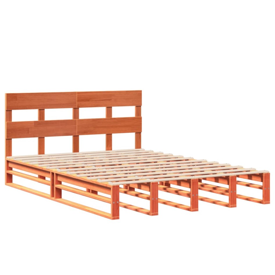 Estructura de cama sin colchón madera maciza marrón 135x190