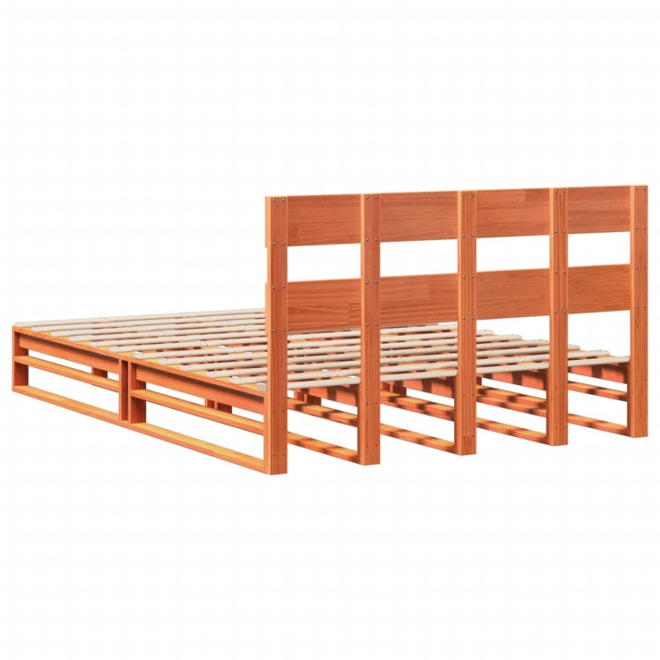 Estructura de cama sin colchón madera maciza marrón 135x190