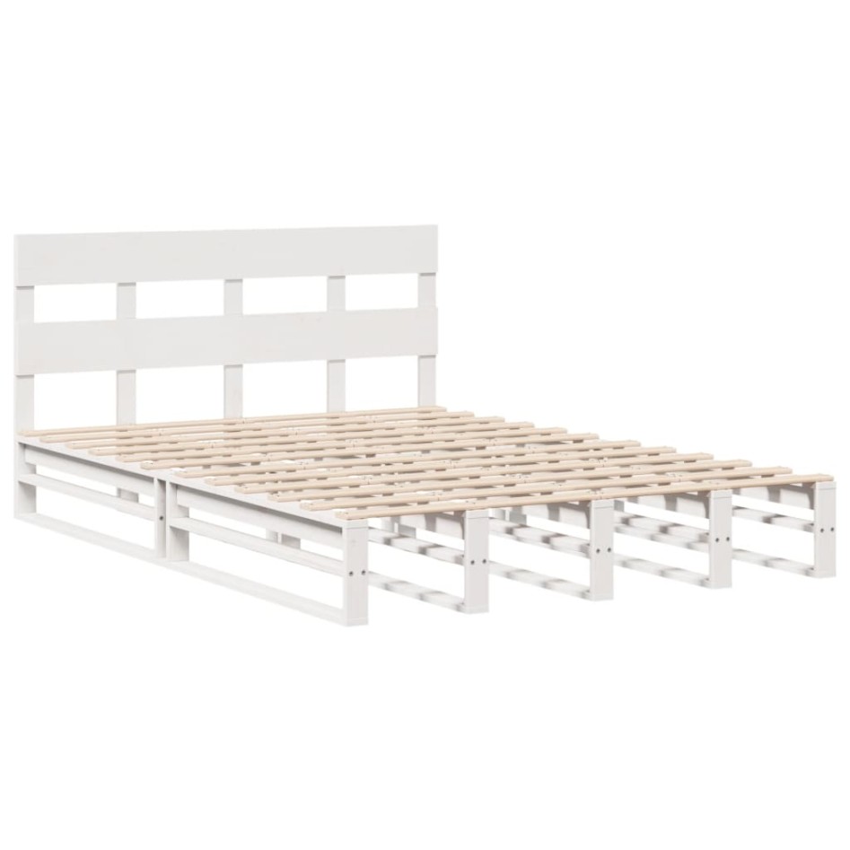Estructura de cama sin colchón madera de pino blanca 140x190