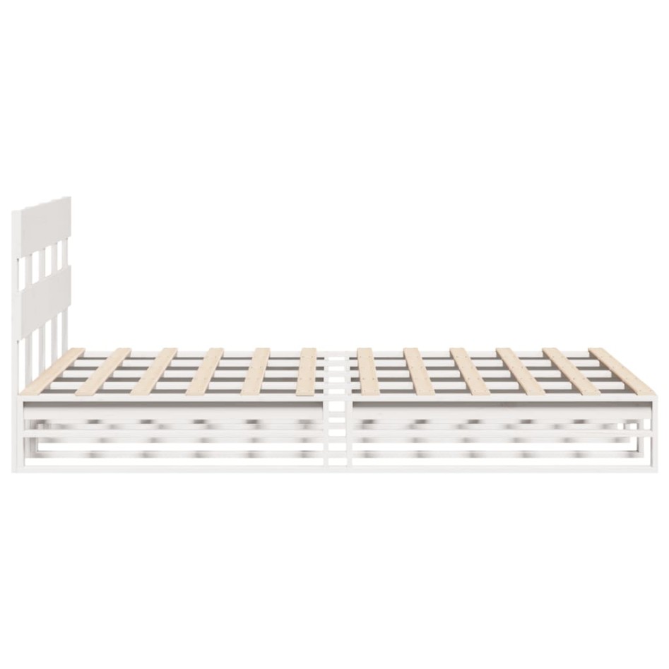 Estructura de cama sin colchón madera de pino blanca 140x190