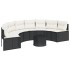 Sofá de jardín semicircular con mesa y cojines ratán PE