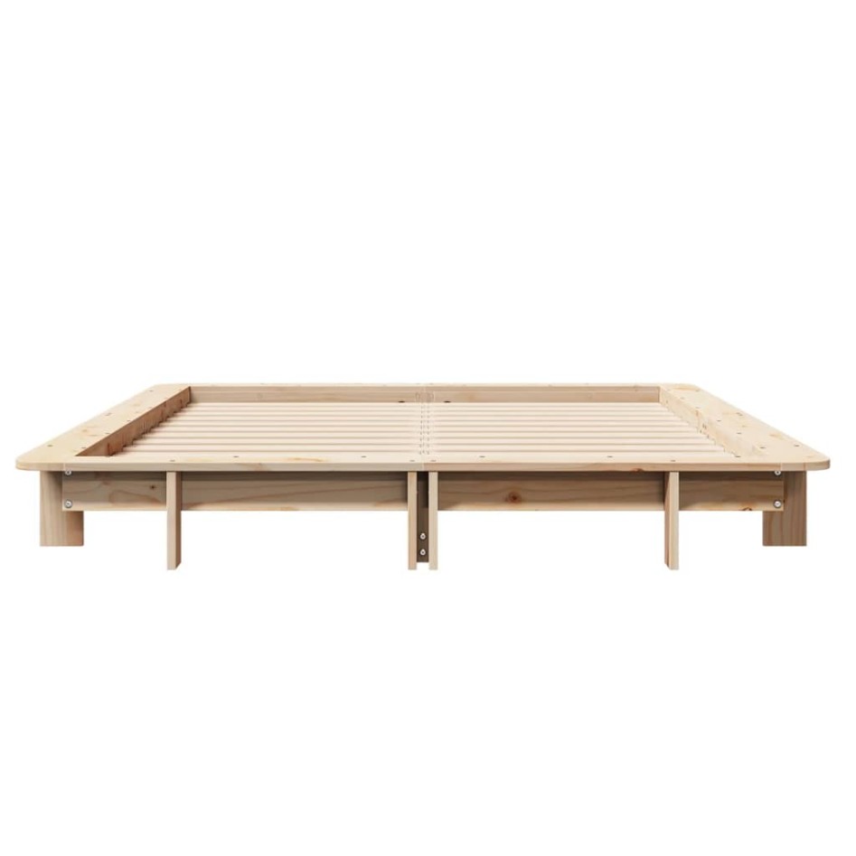 Estructura de cama sin colchón madera de pino blanca 140x200