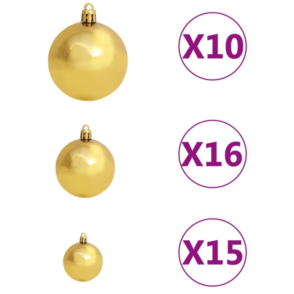 Árbol de Navidad preiluminado con luces y bolas dorado 240