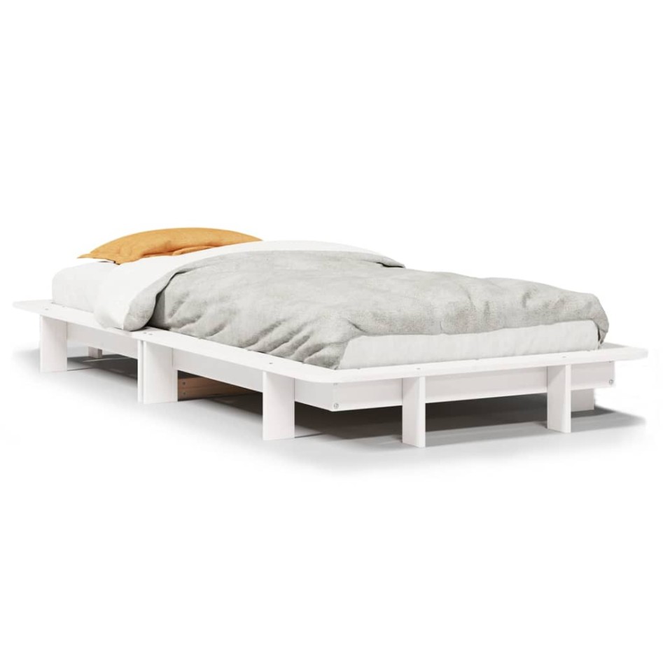 Estructura de cama sin colchón madera maciza blanca 75x190