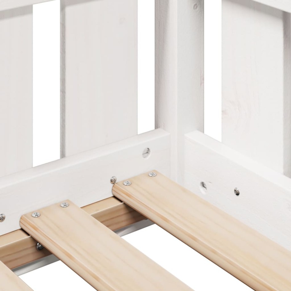 Cama con forma de casa de niños madera maciza blanca 80x200