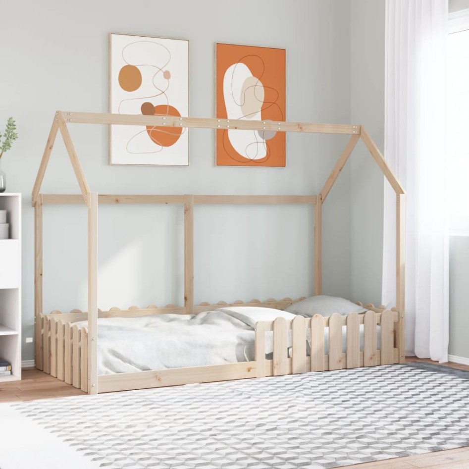 Cama con forma de casa para niños madera maciza pino 90x190