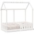 Cama con forma de casa para niños madera maciza blanco