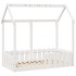 Cama con forma de casa para niños madera maciza blanco