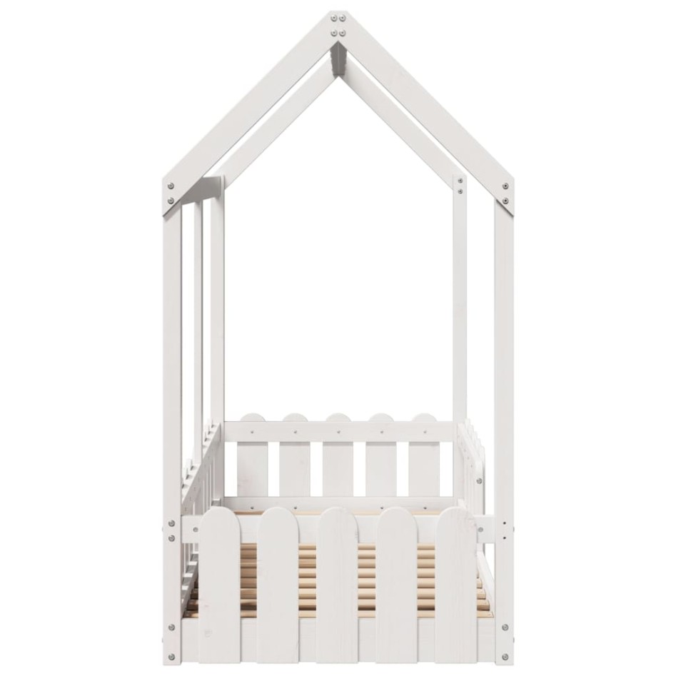 Cama con forma de casa para niños madera maciza blanco