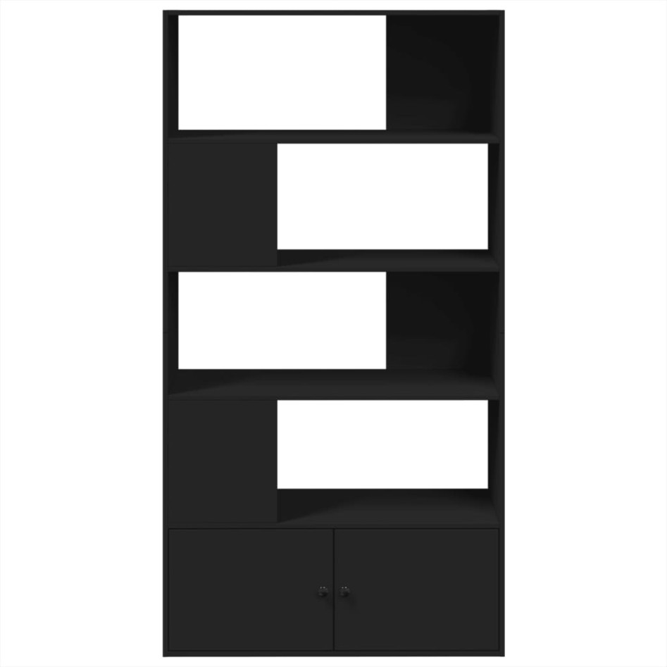 Estantería de madera de ingeniería negra 100x36x189