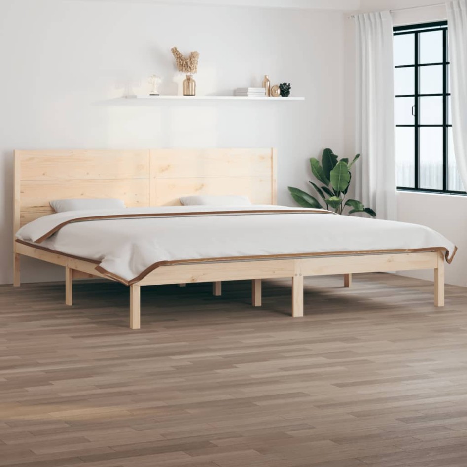 Estructura de cama sin colchón madera maciza de pino 200x200
