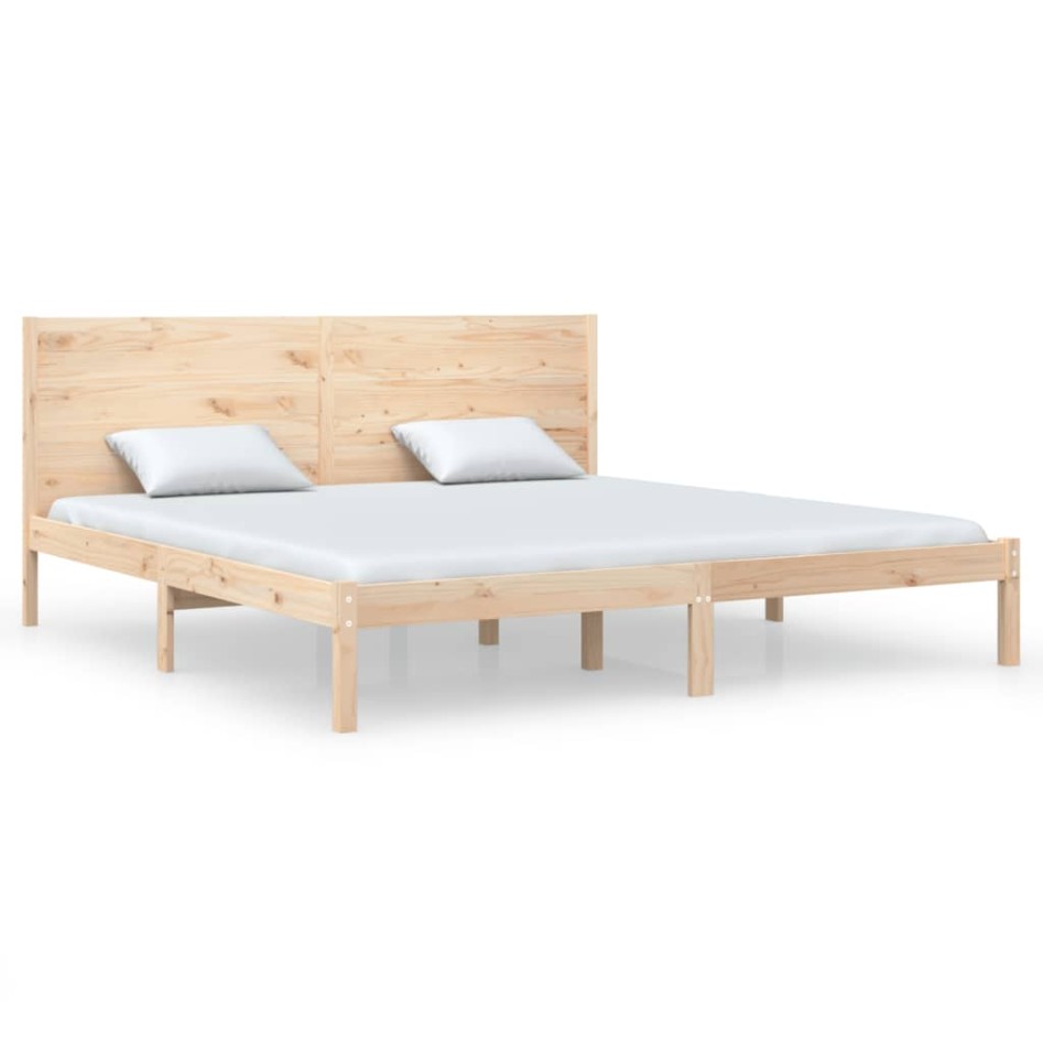 Estructura de cama sin colchón madera maciza de pino 200x200