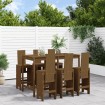 Mesa y taburetes altos de jardín 7 pzas madera pino marrón miel
