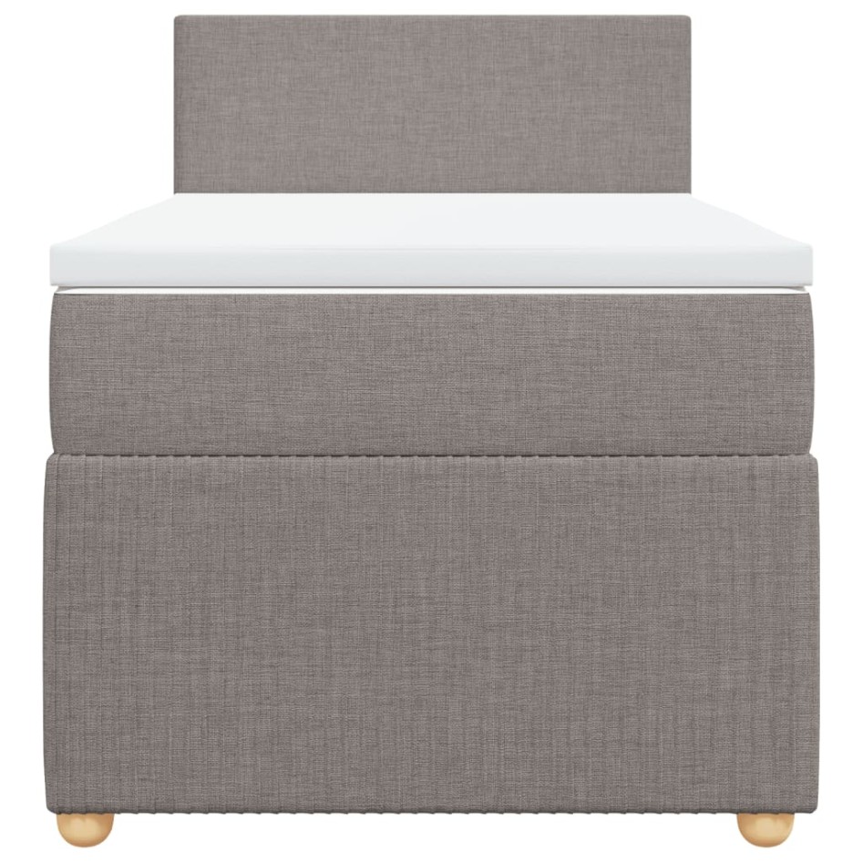 Cama box spring con colchón tela gris taupe 90x190