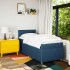 Cama box spring con colchón tela azul 90x190