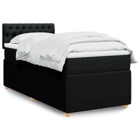 Cama box spring con colchón tela negro 90x190