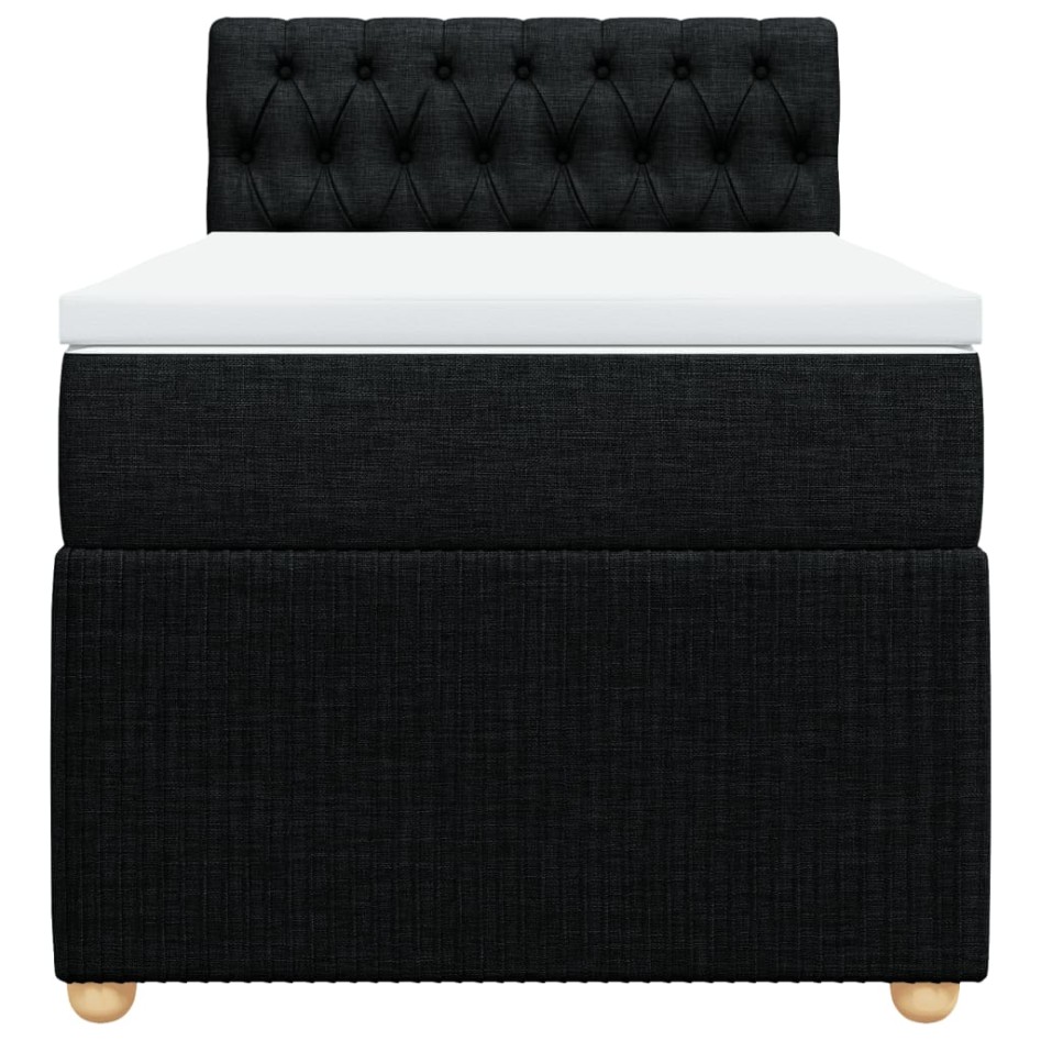 Cama box spring con colchón tela negro 90x190